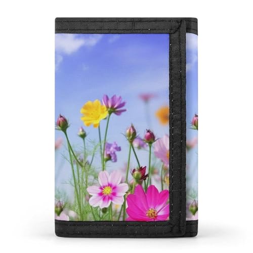 QMNRTK Dreifach gefaltete Geldbörse mit Frühlingsblumen, schmale Geldbörse, personalisierbar, RFID-blockierend, für Damen und Herren, Einheitsgröße, Stil:, Einheitsgröße von QMNRTK