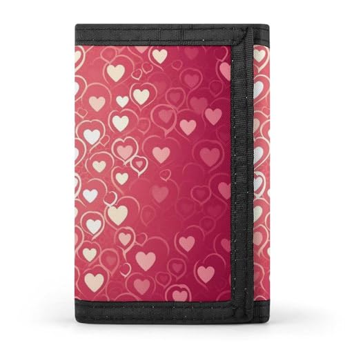 QMNRTK Dreifach gefaltete Geldbörse mit Herzmuster, schmale Geldbörse, personalisierbar, RFID-blockierend, für Damen und Herren, Einheitsgröße, Stil:, Einheitsgröße von QMNRTK