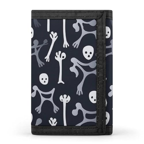 QMNRTK Dreifach gefaltete Geldbörse mit Knochenmuster, schmale Geldbörse, personalisierbar, RFID-blockierend, für Damen und Herren, Einheitsgröße, Stil:, Einheitsgröße von QMNRTK