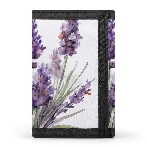 QMNRTK Dreifach gefaltete Geldbörse mit Lavendelmuster, schmale Geldbörse, personalisierbar, RFID-blockierend, für Damen und Herren, Einheitsgröße, Stil:, Einheitsgröße von QMNRTK