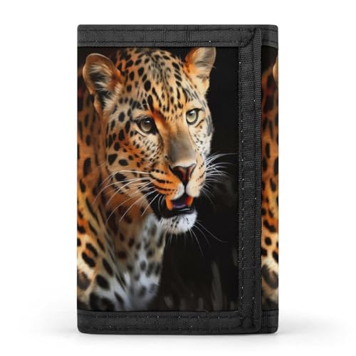 QMNRTK Dreifach gefaltete Geldbörse mit Leopardenmuster, schmale Geldbörse, personalisierbar, RFID-blockierend, für Damen und Herren, Einheitsgröße, Stil:, Einheitsgröße von QMNRTK