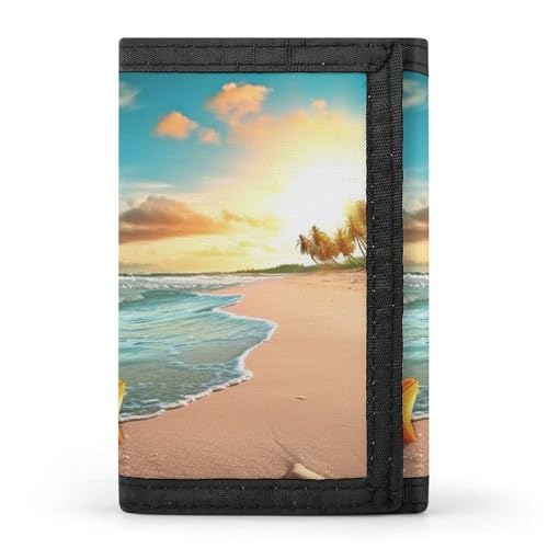 QMNRTK Dreifach gefaltete Geldbörse mit Strandlandschaft, schmale Geldbörse, personalisierbar, RFID-blockierend, für Damen und Herren, Einheitsgröße, Stil:, Einheitsgröße von QMNRTK