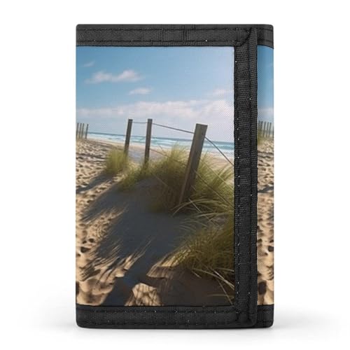 QMNRTK Dreifach gefaltete Geldbörse mit Strandmotiv, schmale Geldbörse, personalisierbar, RFID-blockierend, für Damen und Herren, Einheitsgröße, Stil:, Einheitsgröße von QMNRTK