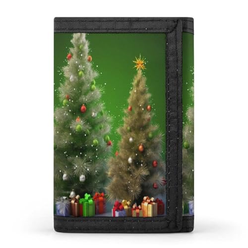 QMNRTK Dreifach gefaltete Geldbörse mit Weihnachtsbäumen, schlanke Brieftasche, personalisierbar, RFID-blockierend, für Damen und Herren, Einheitsgröße, Stil:, Einheitsgröße von QMNRTK