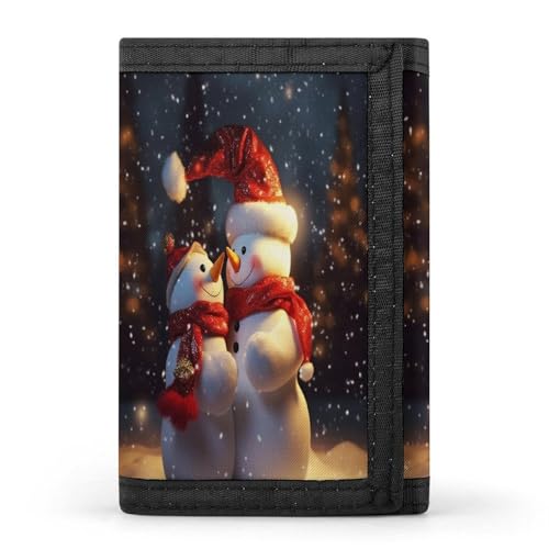 QMNRTK Dreifach gefaltete Geldbörse mit Weihnachtsschneemann-Motiv, schmale Geldbörse, personalisierbar, RFID-blockierend, für Damen und Herren, Einheitsgröße, Stil:, Einheitsgröße von QMNRTK