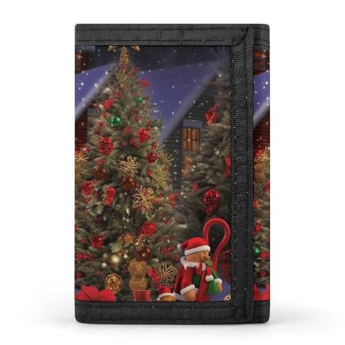 QMNRTK Dreifach gefaltete Geldbörse mit Weihnachtsstimmung, schlanke Brieftasche, personalisierbar, RFID-blockierend, für Damen und Herren, Einheitsgröße, Stil:, Einheitsgröße von QMNRTK