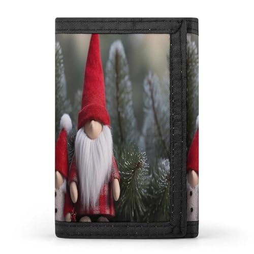 QMNRTK Dreifach gefaltete Geldbörse mit Weihnachtswichtel und Weihnachtsmannmütze, schmale Geldbörse, personalisierbar, RFID-blockierend, für Damen und Herren, Einheitsgröße, Stil:, Einheitsgröße von QMNRTK