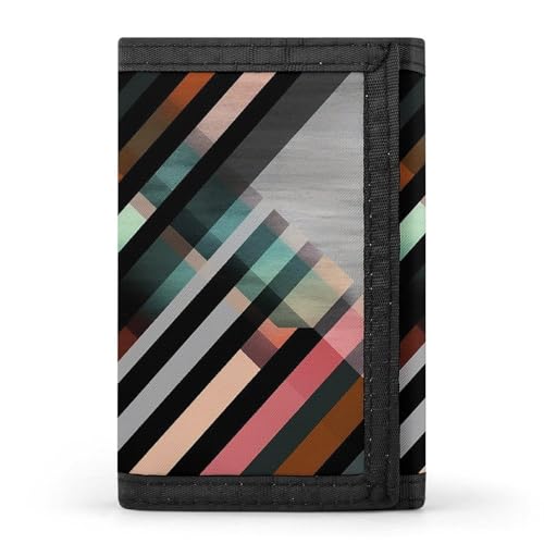 QMNRTK Dreifach gefaltete Geldbörse mit abstraktem Dreieck, schmale Geldbörse, personalisierbar, RFID-blockierend, für Damen und Herren, Einheitsgröße, Stil:, Einheitsgröße von QMNRTK