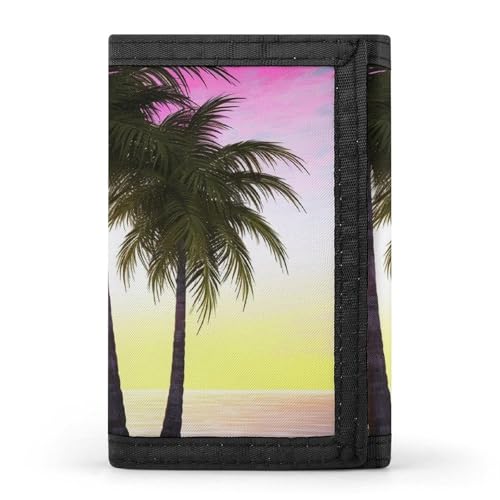 QMNRTK Dreifach gefaltete Geldbörse mit tropischer Palme, schmale Geldbörse, personalisierbar, RFID-blockierend, für Damen und Herren, Einheitsgröße, Stil:, Einheitsgröße von QMNRTK