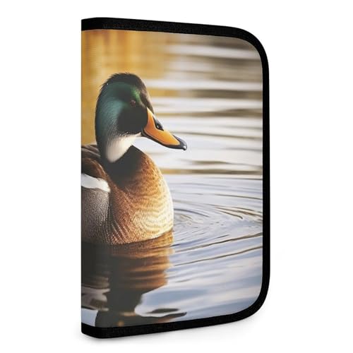 QMNRTK Duck by The Lake Multifunktionale, kompakte Geldbörse, Ausweis, Stronghold Waltlet, Kreditkartenhalter, Geldbörse, Reißverschluss, Ledertasche, RFID-blockierend, Bifold Wallet für Männer und von QMNRTK