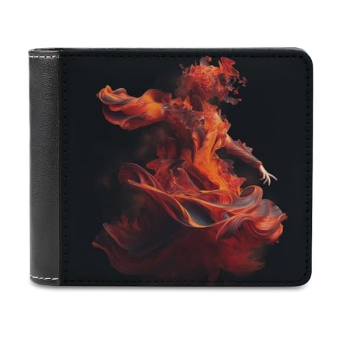 QMNRTK Fire Dancer Geldbörse aus Leder für Herren und Damen, RFID-blockierend, extra Kapazität, ultrastarke Nähte, schlanke Geldscheinfach mit 8 Kartenfächern, Stil, Einheitsgröße, Stil:, von QMNRTK