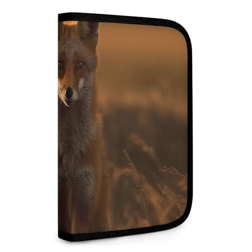 QMNRTK Fox at Sunset Multifunktionale, kompakte Brieftasche, Ausweis, Stronghold Waltlet, Kreditkartenhalter, Geldbörse, Reißverschluss, Ledertasche, RFID-blockierend, Bifold Wallet für Männer und von QMNRTK