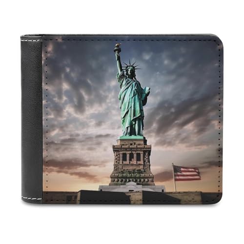 QMNRTK Freiheitsstatue Ledergeldbörse für Herren und Damen, RFID-blockierend, extra Kapazität, ultrastarke Nähte, schlanke Geldscheinfach mit 8 Kartenfächern, Stil, Einheitsgröße, Stil:, Einheitsgröße von QMNRTK
