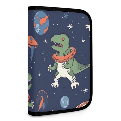 QMNRTK Funny Astronaut Dinosaurier Rakete Multifunktionale kompakte Geldbörse Ausweis Stronghold Waltlet Kreditkartenhalter Geldbörse Reißverschluss Lederetui Geldbörse RFID-blockierende Bifold Wallet von QMNRTK