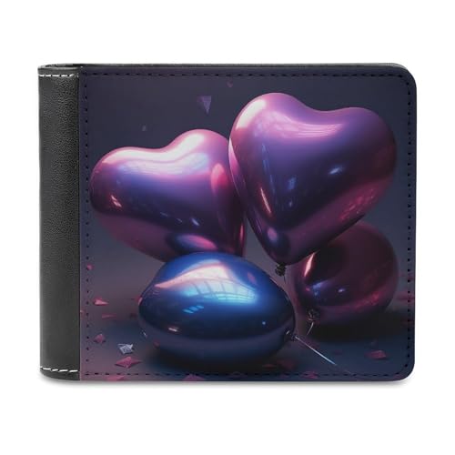 QMNRTK Geldbörse aus Leder in Herzform mit Luftballons, Bifold Wallet für Männer und Frauen, RFID-blockierend, extra Kapazität, ultrastarke Nähte, schlanke Geldscheinfach mit 8 Kartenfächern, Stil, von QMNRTK