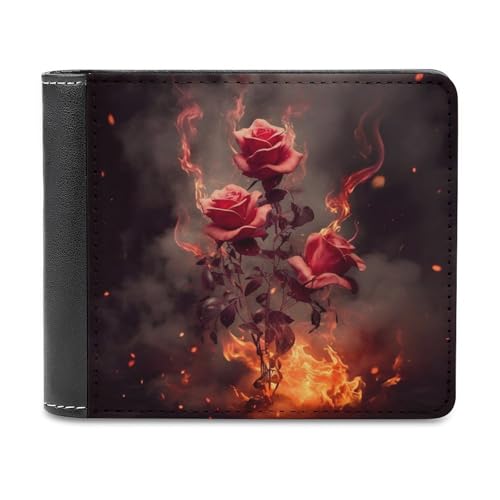 QMNRTK Geldbörse aus Leder mit Blumenmuster für Männer und Frauen, RFID-blockierend, extra Kapazität, ultrastarke Nähte, schlanke Geldscheinfach mit 8 Kartenfächern, Stil, Einheitsgröße, Stil:, von QMNRTK