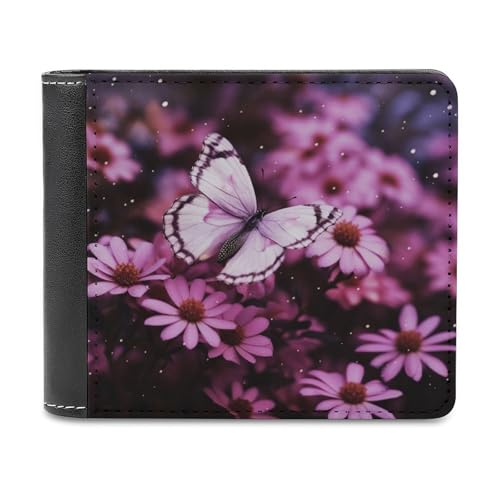 QMNRTK Geldbörse aus Leder mit Schmetterlings-Blumenmuster, für Herren und Damen, RFID-blockierend, extra Kapazität, ultrastarke Nähte, schlanke Geldscheinfach mit 8 Kartenfächern, Stil, von QMNRTK