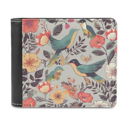 QMNRTK Geldbörse aus Leder mit Vogel- und Blumenmuster, für Herren und Damen, RFID-blockierend, extra Kapazität, ultrastarke Nähte, schlanke Geldscheinfach mit 8 Kartenfächern, Stil, Einheitsgröße, von QMNRTK