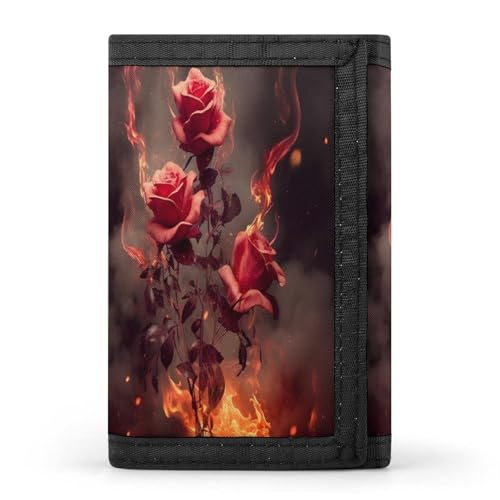 QMNRTK Geldbörse mit Blumenmotiv, dreifach gefaltet, schmal, personalisierbar, RFID-blockierend, für Damen und Herren, Einheitsgröße, Stil:, Einheitsgröße von QMNRTK