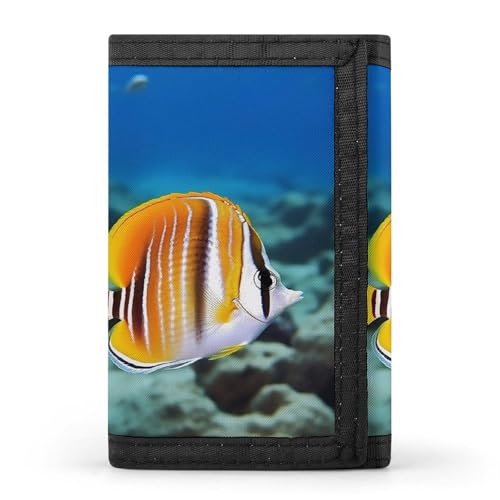 QMNRTK Geldbörse mit Schmetterlingsfisch, dreifach gefaltet, schmal, personalisierbar, RFID-blockierend, für Damen und Herren, Einheitsgröße, Stil:, Einheitsgröße von QMNRTK