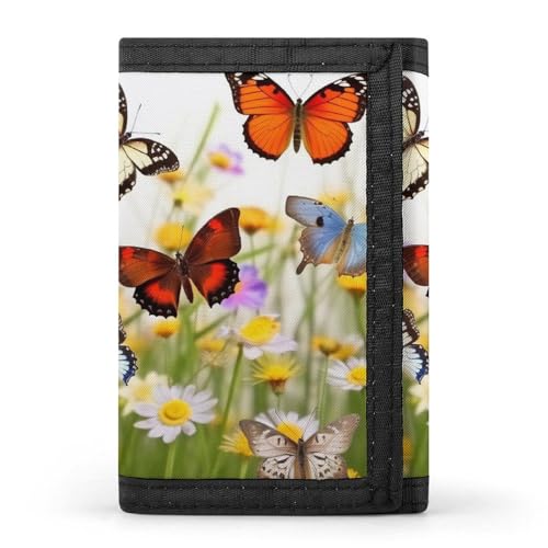 QMNRTK Geldbörse mit Schmetterlingsmotiv, dreifach gefaltet, schmal, personalisierbar, RFID-blockierend, für Damen und Herren, Einheitsgröße, Stil:, Einheitsgröße von QMNRTK