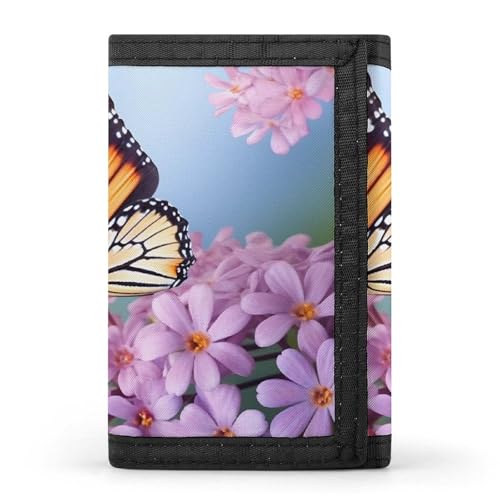 QMNRTK Geldbörse mit Schmetterlingsmotiv für Blumen, dreifach gefaltet, schmal, personalisierbar, RFID-blockierend, für Damen und Herren, Einheitsgröße, Stil:, Einheitsgröße von QMNRTK