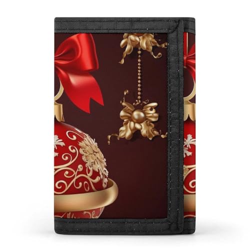 QMNRTK Geldbörse mit Weihnachtsball-Motiv, dreifach gefaltet, schmal, personalisierbar, RFID-blockierend, für Damen und Herren, Einheitsgröße, Stil:, Einheitsgröße von QMNRTK