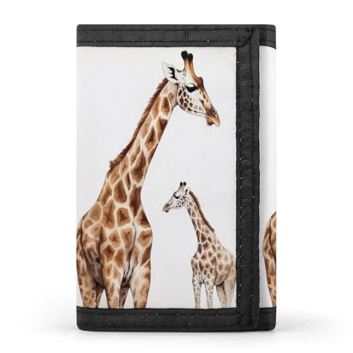 QMNRTK Giraffe dreifach gefaltete Geldbörse, schlanke Brieftasche, personalisierbar, RFID-blockierend, für Damen und Herren, Einheitsgröße, Stil:, Einheitsgröße von QMNRTK