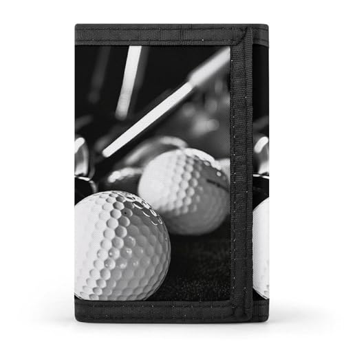 QMNRTK Golf-Geldbörse, dreifach gefaltet, schmal, personalisierbar, RFID-blockierend, für Damen und Herren, Einheitsgröße, Schwarz und Weiß, Stil:, Einheitsgröße von QMNRTK