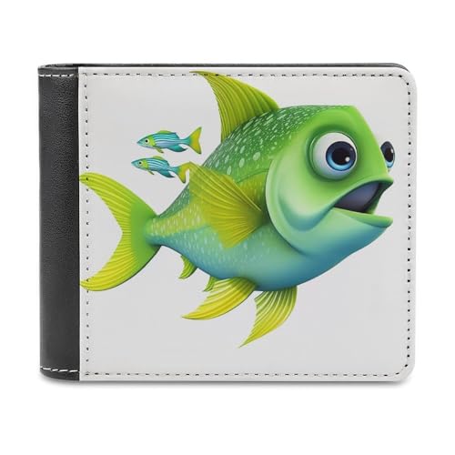 QMNRTK Green Fish Geldbörse aus Leder für Herren und Damen, RFID-blockierend, extra Kapazität, ultrastarke Nähte, schlanke Geldscheinfach mit 8 Kartenfächern, Stil, Einheitsgröße, Stil:, Einheitsgröße von QMNRTK