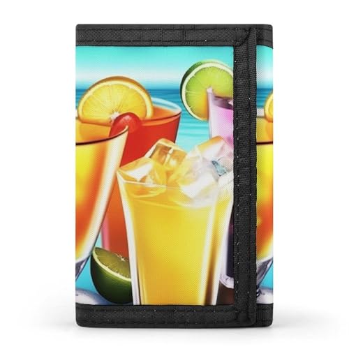 QMNRTK Happy Hour dreifach gefaltete Geldbörse, schlanke Brieftasche, personalisierbar, RFID-blockierend, für Damen und Herren, Einheitsgröße, Stil:, Einheitsgröße von QMNRTK