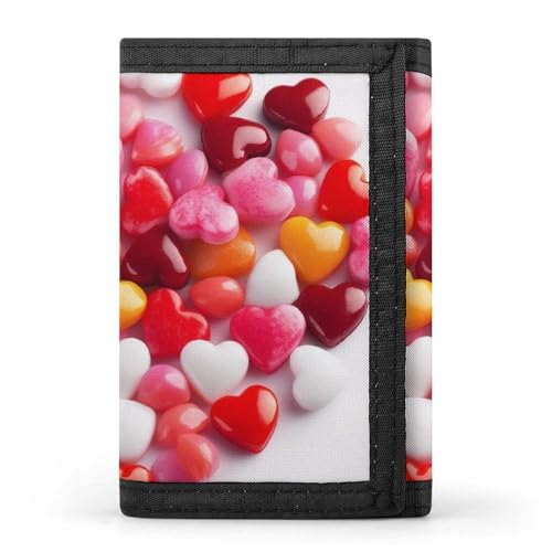 QMNRTK Heart Candy dreifach gefaltete Geldbörse, schlanke Brieftasche, personalisierbar, RFID-blockierend, für Damen und Herren, Einheitsgröße, Stil:, Einheitsgröße von QMNRTK