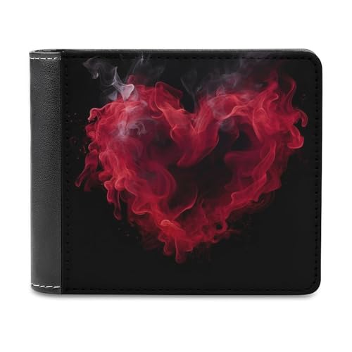 QMNRTK Herzförmige Geldbörse aus Rauchleder, Bifold Wallet für Männer und Frauen, RFID-blockierend, extra Kapazität, ultrastarke Nähte, schlanke Geldscheinfach mit 8 Kartenfächern, Stil, von QMNRTK