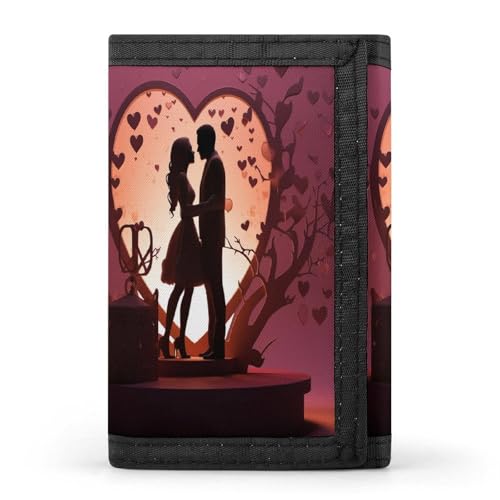 QMNRTK Kissing Silhouette dreifach gefaltete Geldbörse, schlanke Brieftasche, personalisierbar, RFID-blockierend, für Damen und Herren, Einheitsgröße, Stil:, Einheitsgröße von QMNRTK