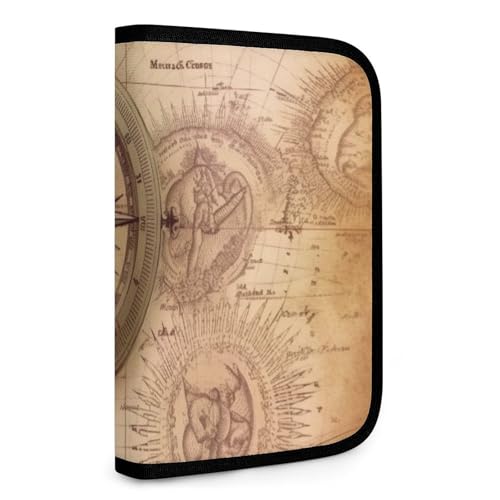 QMNRTK Kompass Karte Nautisch Multifunktional Kompakt Geldbörse Ausweis Stronghold Waltlet Kreditkartenhalter Geldbörse Reißverschluss Lederetui Geldbörse RFID-blockierend Bifold Wallet für Männer von QMNRTK