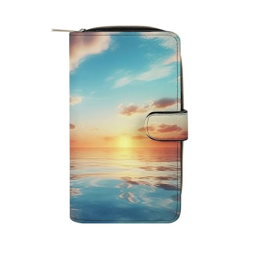QMNRTK Kreditkartenetui mit Aufschrift "Calm at The Sunset", RFID-blockierend, schmal, faltbar, echtes Leder, minimalistische Vordertasche, Geldbörse, Schlüsselanhänger, Geldbörse für Damen und QMNRTK Kreditkartenetui mit Aufschrift "Calm at The Sunset", RFID-blockierend, schmal, faltbar, echtes Leder, minimalistische Vordertasche, Geldbörse, Schlüsselanhänger, Geldbörse für Damen und von QMNRTK