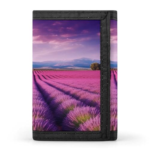 QMNRTK Lavender Fields dreifach gefaltete Geldbörse, schlanke Brieftasche, personalisierbar, RFID-blockierend, für Damen und Herren, Einheitsgröße, Stil:, Einheitsgröße von QMNRTK