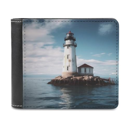 QMNRTK Light House Geldbörse aus Leder für Herren und Damen, RFID-blockierend, extra Kapazität, ultrastarke Nähte, schlanke Geldscheinfach mit 8 Kartenfächern, Stil, Einheitsgröße, Stil:, von QMNRTK