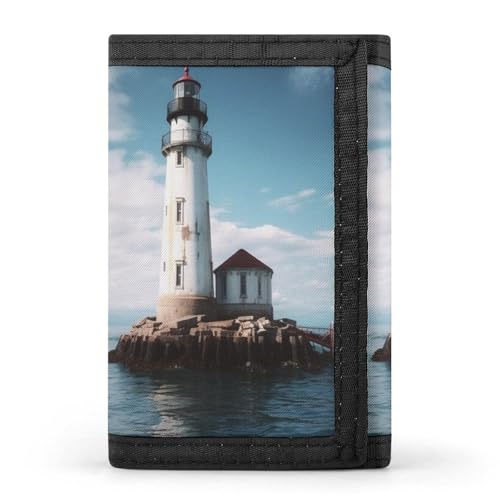 QMNRTK Light House dreifach gefaltete Geldbörse, schlanke Brieftasche, personalisierbar, RFID-blockierend, für Damen und Herren, Einheitsgröße, Stil:, Einheitsgröße von QMNRTK