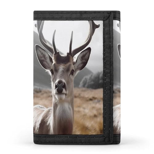 QMNRTK Lustige dreifach gefaltete Geldbörse mit Hirschmotiv, personalisierbar, RFID-blockierend, für Damen und Herren, Einheitsgröße, Stil:, Einheitsgröße von QMNRTK