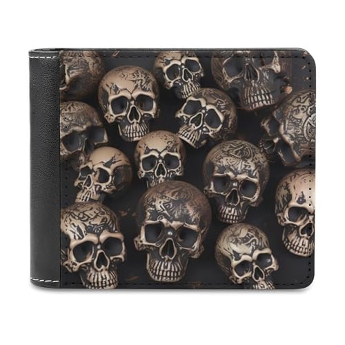 QMNRTK Many Skulls Get Together Ledergeldbörse für Männer und Frauen, RFID-blockierend, extra Kapazität, ultrastarke Nähte, schlanke Geldscheinfach mit 8 Kartenfächern, Stil, Einheitsgröße, Stil:, von QMNRTK