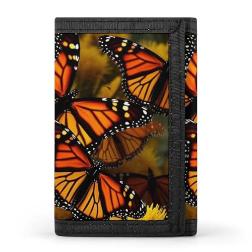 QMNRTK Monarch Butterflies dreifach gefaltete Geldbörse, schmale Geldbörse, personalisierbar, RFID-blockierend, für Damen und Herren, Einheitsgröße, Stil:, Einheitsgröße von QMNRTK