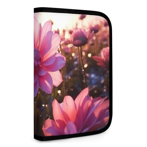 QMNRTK Multifunktionale, kompakte Geldbörse mit Blumenmotiv, Ausweis, Stronghold Waltlet, Kreditkartenhalter, Geldbörse, Reißverschluss, Ledertasche, RFID-blockierend, Bifold Wallet für Männer und von QMNRTK