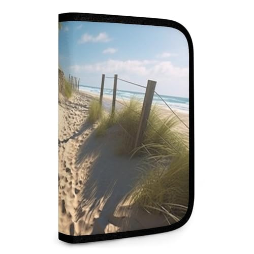 QMNRTK Multifunktionale, kompakte Geldbörse mit Strandmotiv, Ausweis, Stronghold Waltlet, Kreditkartenhalter, Geldbörse, Reißverschluss, Ledertasche, RFID-blockierend, Bifold Wallet für Männer und von QMNRTK