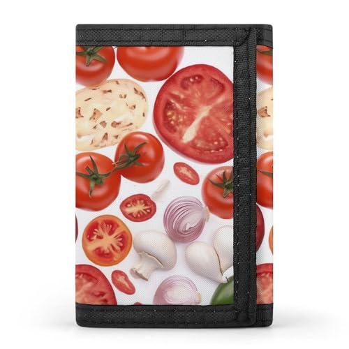 QMNRTK Pizza Ingredients dreifach gefaltete Geldbörse, schlanke Brieftasche, personalisierbar, RFID-blockierend, für Damen und Herren, Einheitsgröße, Stil:, Einheitsgröße von QMNRTK