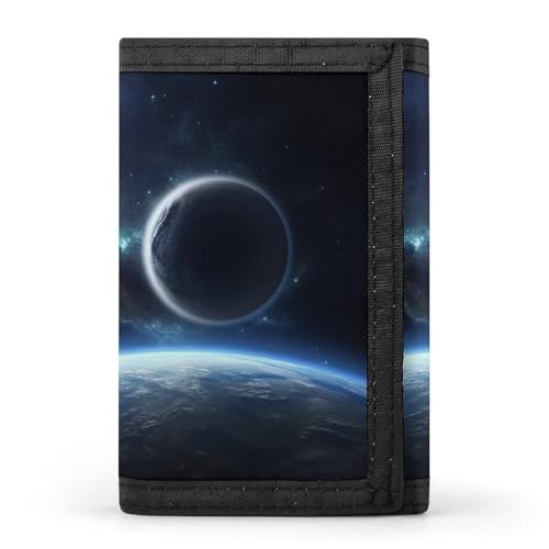 QMNRTK Planet dreifach gefaltete Geldbörse, schmale Geldbörse, personalisierbar, RFID-blockierend, für Damen und Herren, Einheitsgröße, Stil:, Einheitsgröße von QMNRTK