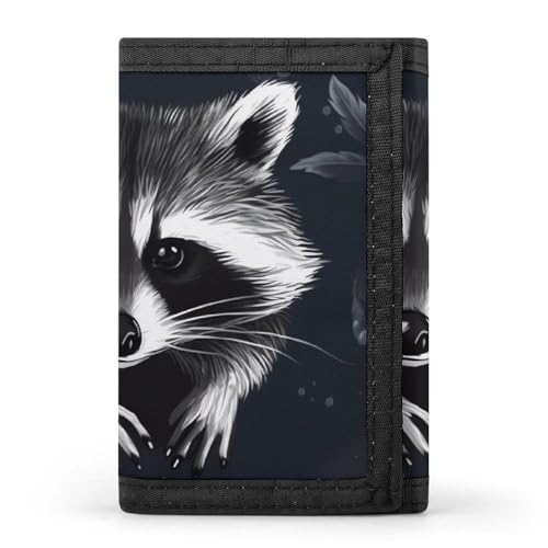 QMNRTK Raccoo Geldbörse mit dreifach gefaltetem Muster, schmale Geldbörse, personalisierbar, RFID-blockierend, für Damen und Herren, Einheitsgröße, Stil:, Einheitsgröße von QMNRTK