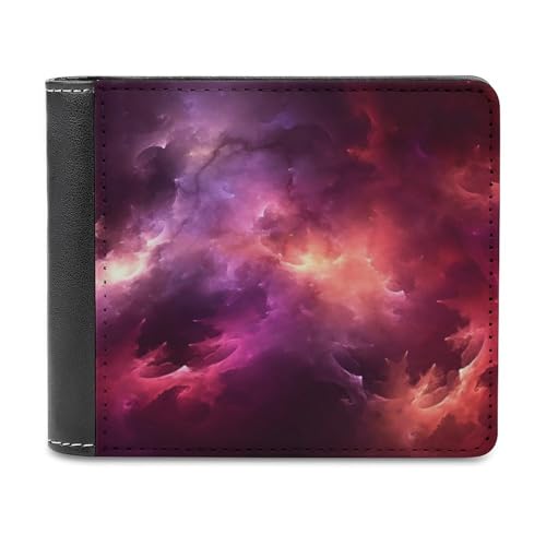 QMNRTK Rote Galaxy-Ledergeldbörse für Herren und Damen, RFID-blockierend, extra Kapazität, ultrastarke Nähte, schlanke Geldscheinfach mit 8 Kartenfächern, Stil, Einheitsgröße, Stil:, Einheitsgröße von QMNRTK