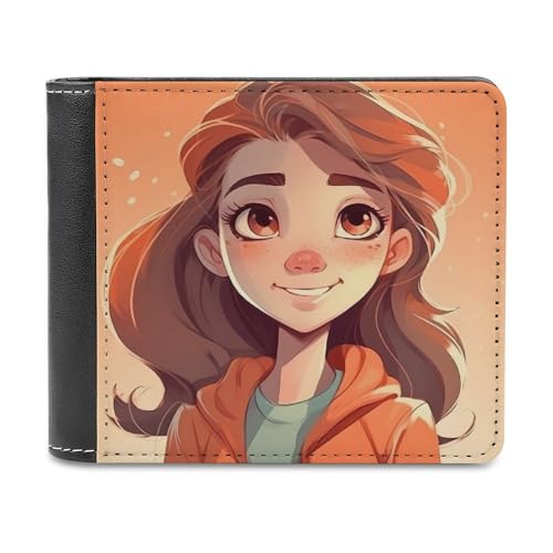QMNRTK Schöne Cartoon-Mädchen-Ledergeldbörse für Männer und Frauen, RFID-blockierend, extra Kapazität, ultrastarke Nähte, schlanke Geldscheinfach mit 8 Kartenfächern, Stil, Einheitsgröße, Stil:, von QMNRTK