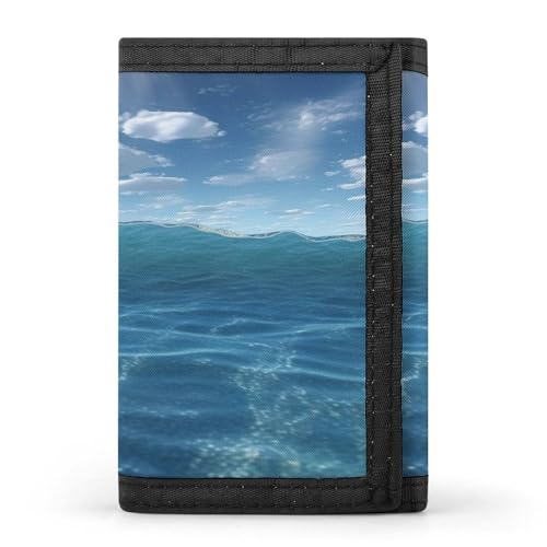 QMNRTK Sea Dreifach gefaltete Geldbörse, schmale Geldbörse, personalisierbar, RFID-blockierend, für Damen und Herren, Einheitsgröße, Stil:, Einheitsgröße von QMNRTK